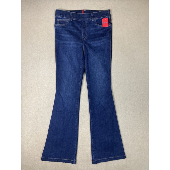 Spanx Jeans Womens Large Blue Flare Jean Stretch High Rise Adult NWT - Picture 1 of 14